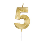 Globos - Globos Taartkaars 6cm metallic goud no. 5