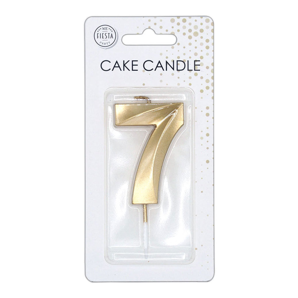 Globos - Globos Taartkaars 6cm metallic goud no. 7