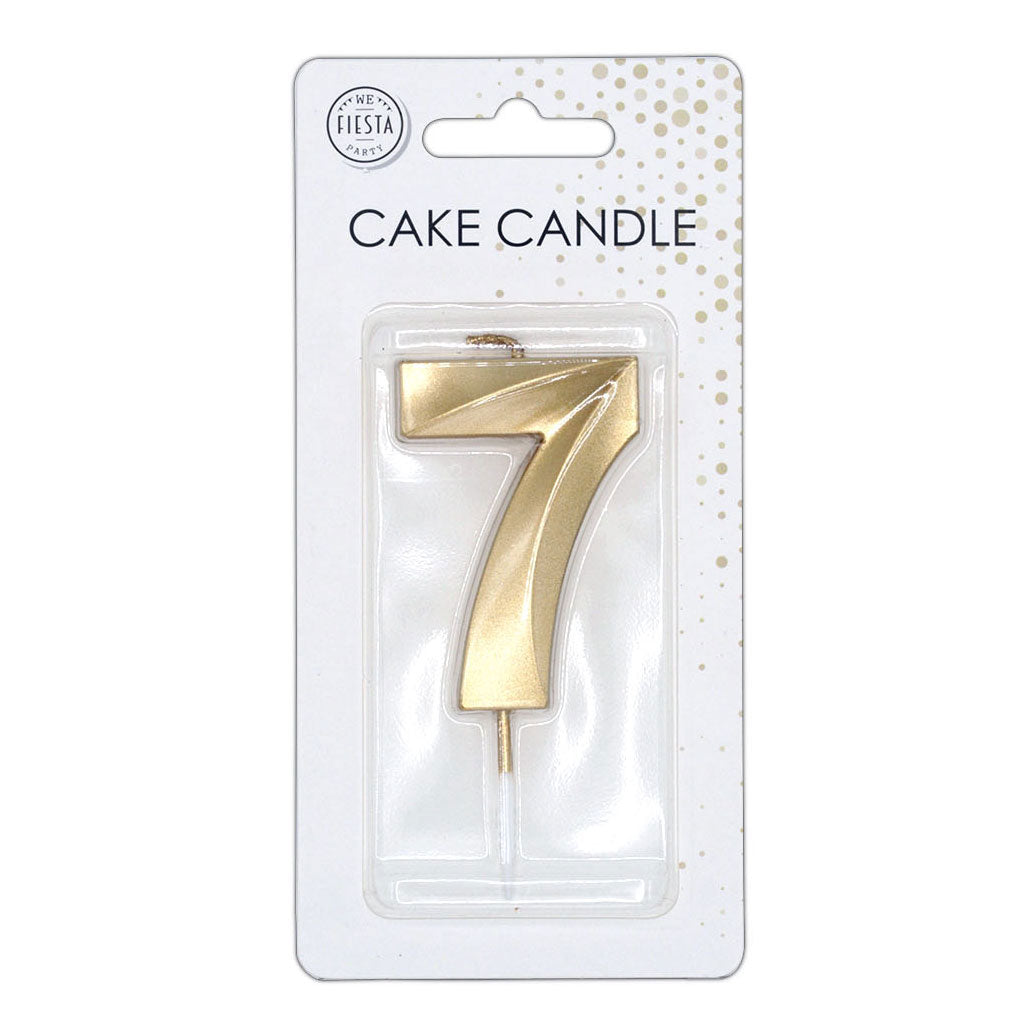 Globos - Globos Taartkaars 6cm metallic goud no. 7