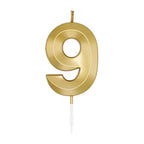 Globos - Globos Taartkaars 6cm metallic goud no. 9