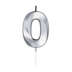 Globos - Globos Taartkaars 6cm metallic zilver no.0