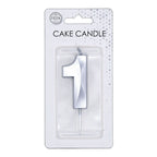 Globos - Globos Taartkaars 6cm metallic zilver no.1