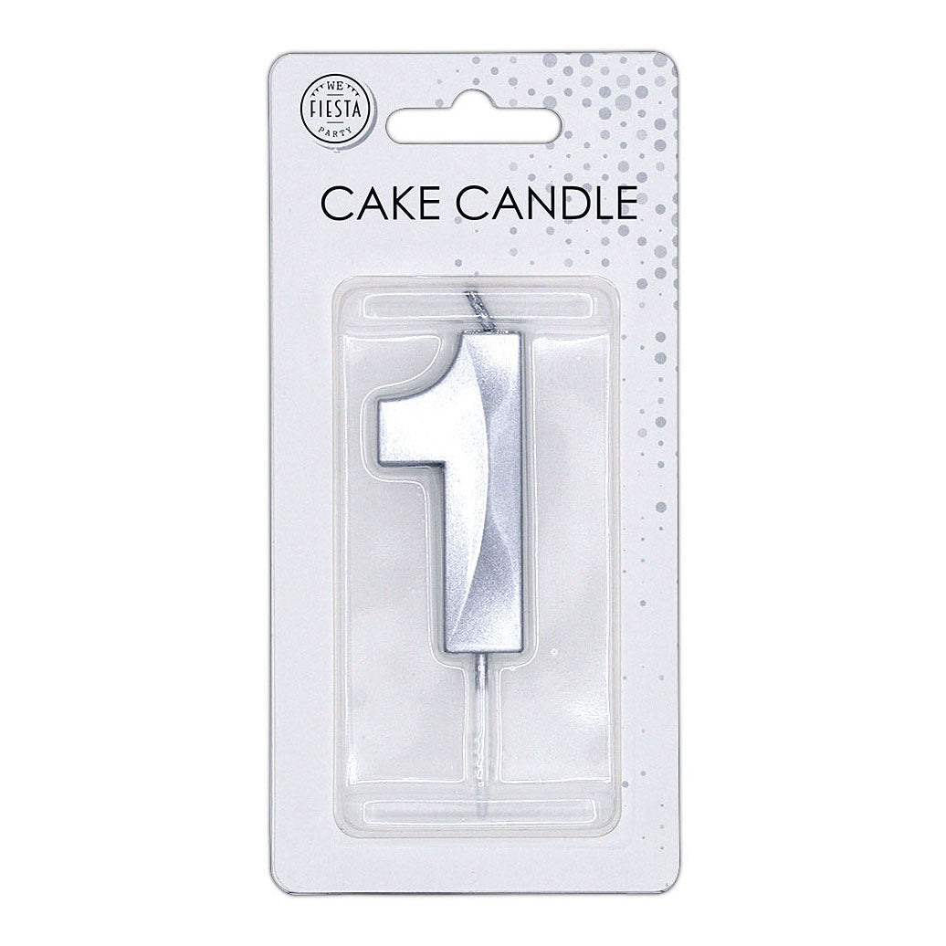 Globos - Globos Taartkaars 6cm metallic zilver no.1