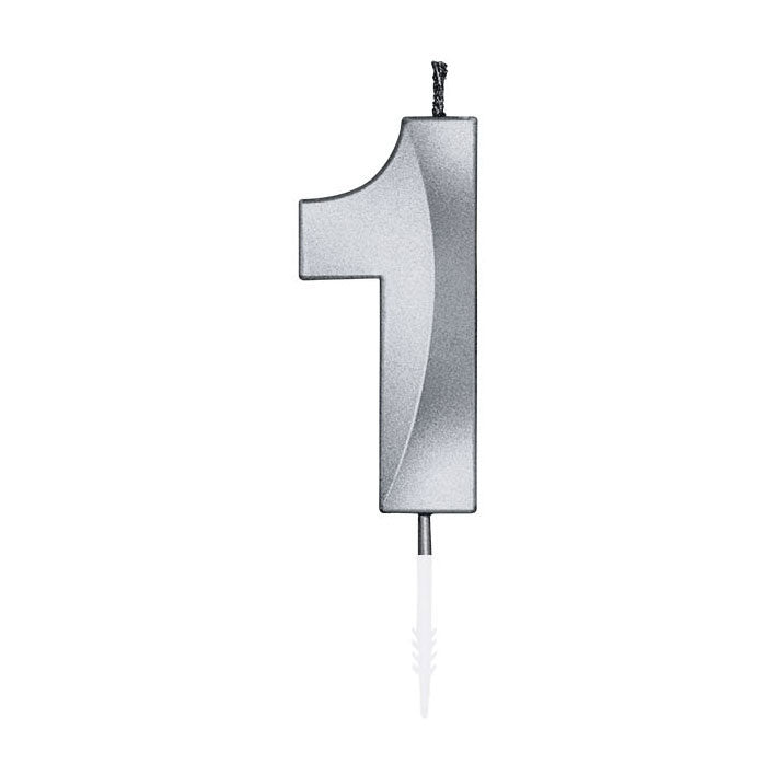 Globos - Globos Taartkaars 6cm metallic zilver no.1