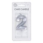 Globos - Globos Taartkaars 6cm metallic zilver no.2