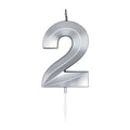 Globos - Globos Taartkaars 6cm metallic zilver no.2