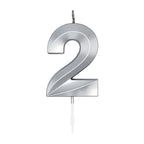 Globos - Globos Taartkaars 6cm metallic zilver no.2