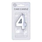 Globos taartkaars 6cm metallic zilver no.4