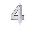 Globos - Globos Taartkaars 6cm metallic zilver no.4