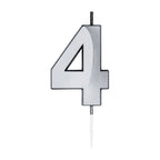 Globos - Globos Taartkaars 6cm metallic zilver no.4