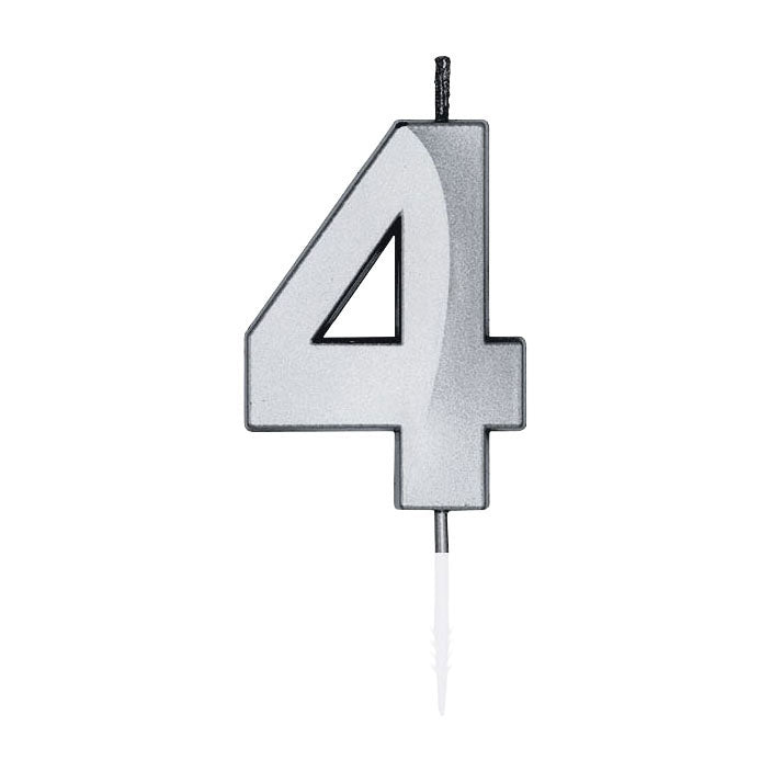 Globos - Globos Taartkaars 6cm metallic zilver no.4