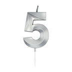 Globos - Globos Taartkaars 6cm metallic zilver no.5