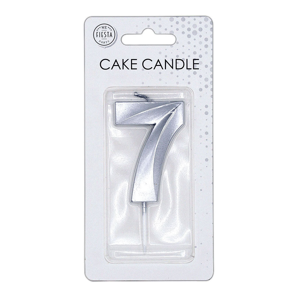 Globos - Globos Taartkaars 6cm metallic zilver no.7