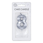 Globos - Globos Taartkaars 6cm metallic zilver no.8