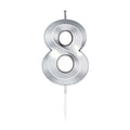 Globos - Globos Taartkaars 6cm metallic zilver no.8
