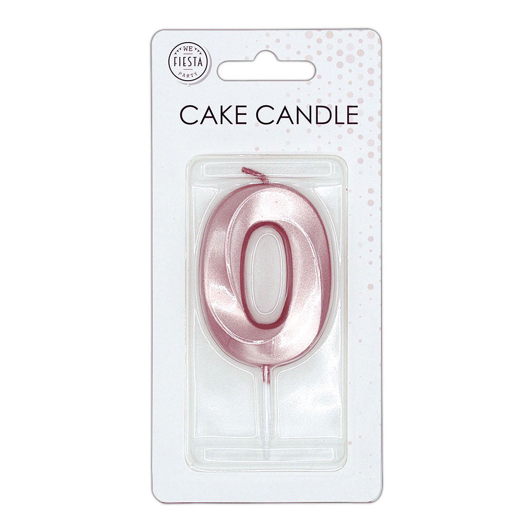 Globos - Globos Taartkaars 6cm metallic rose goud no. 0