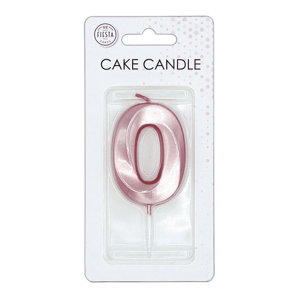 Globos - Globos Taartkaars 6cm metallic rose goud no. 0