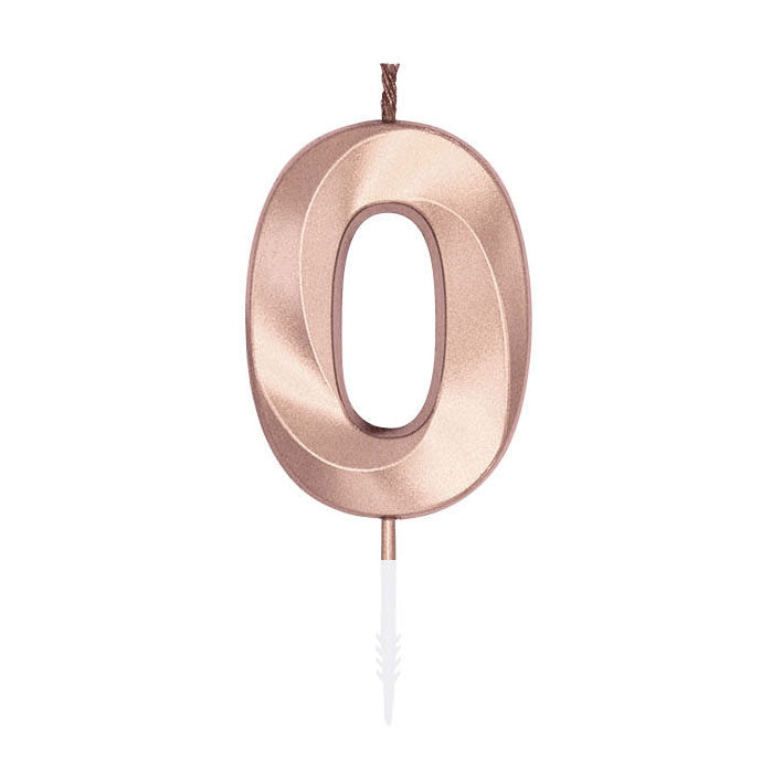 Globos - Globos Taartkaars 6cm metallic rose goud no. 0