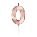 Globos - Globos Taartkaars 6cm metallic rose goud no. 0