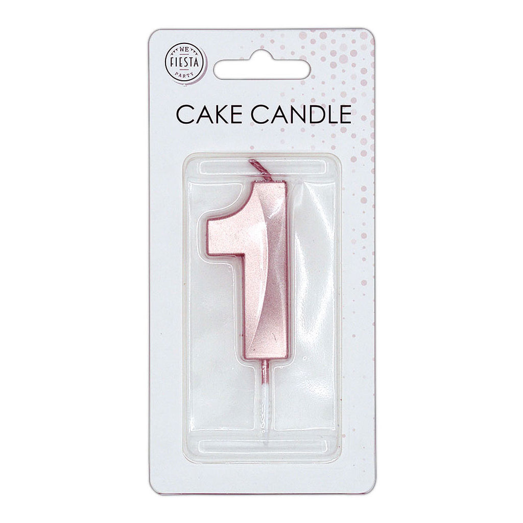 Globos - Globos Taartkaars 6cm metallic rose goud no. 1