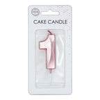 Globos - Globos Taartkaars 6cm metallic rose goud no. 1