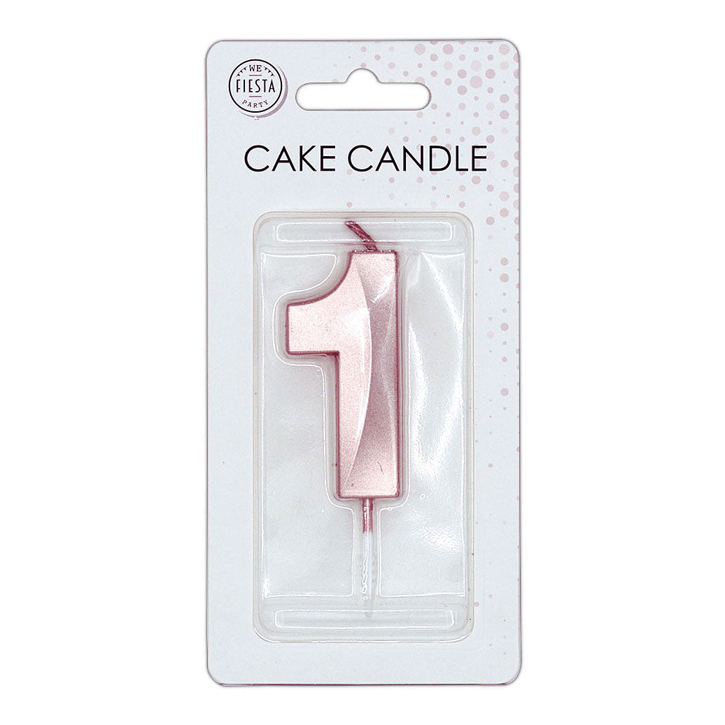 Globos - Globos Taartkaars 6cm metallic rose goud no. 1
