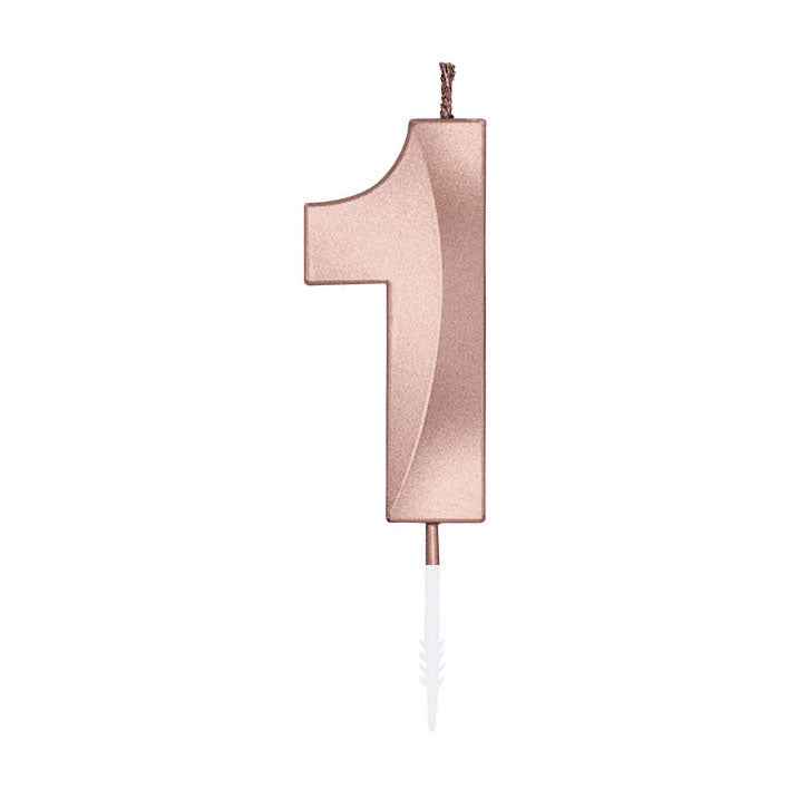 Globos - Globos Taartkaars 6cm metallic rose goud no. 1