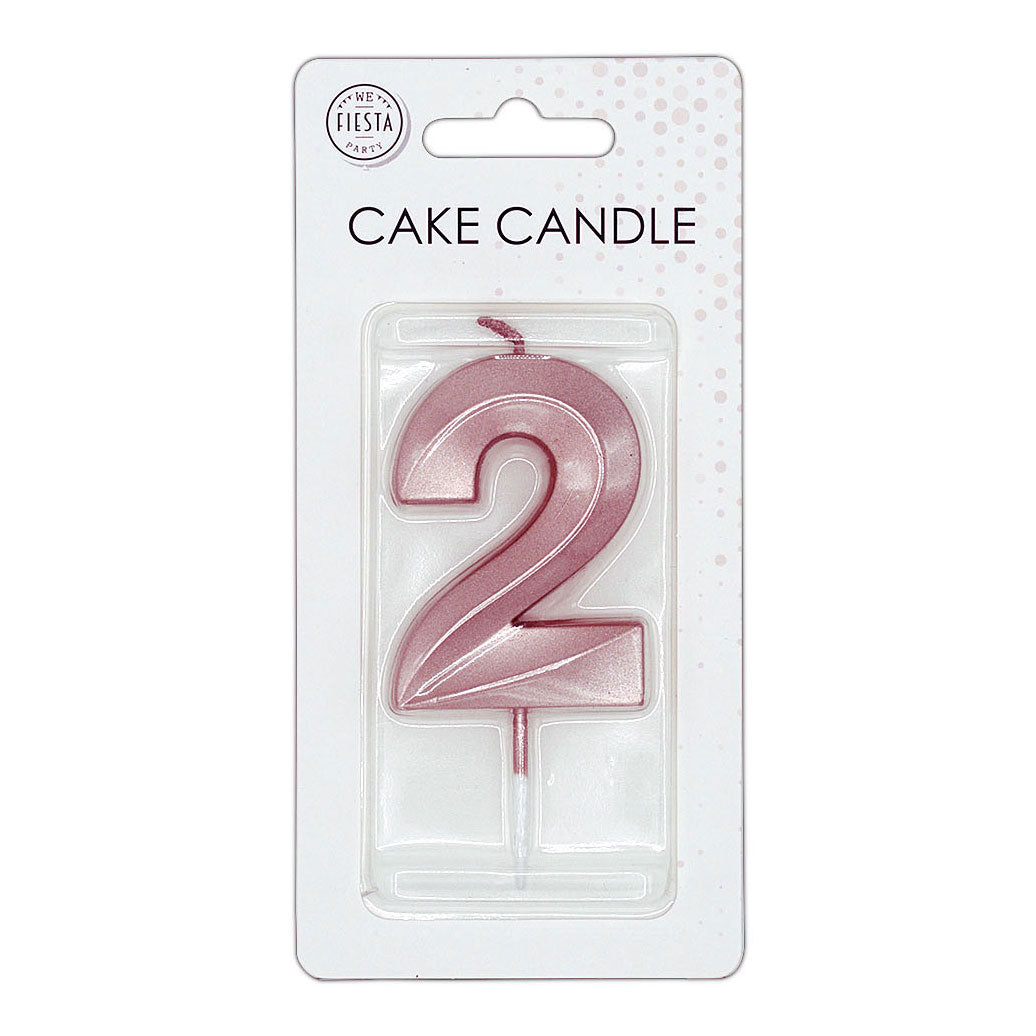 Globos - Globos Taartkaars 6cmmetallic rose goud no. 2