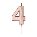 Globos - Globos Taartkaars 6cm metallic rose goud no. 4