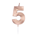 Globos - Globos Taartkaars 6cm metallic rose goud no. 5