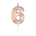 Globos - Globos Taartkaars 6cm metallic rose goud no. 6
