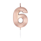 Globos - Globos Taartkaars 6cm metallic rose goud no. 6