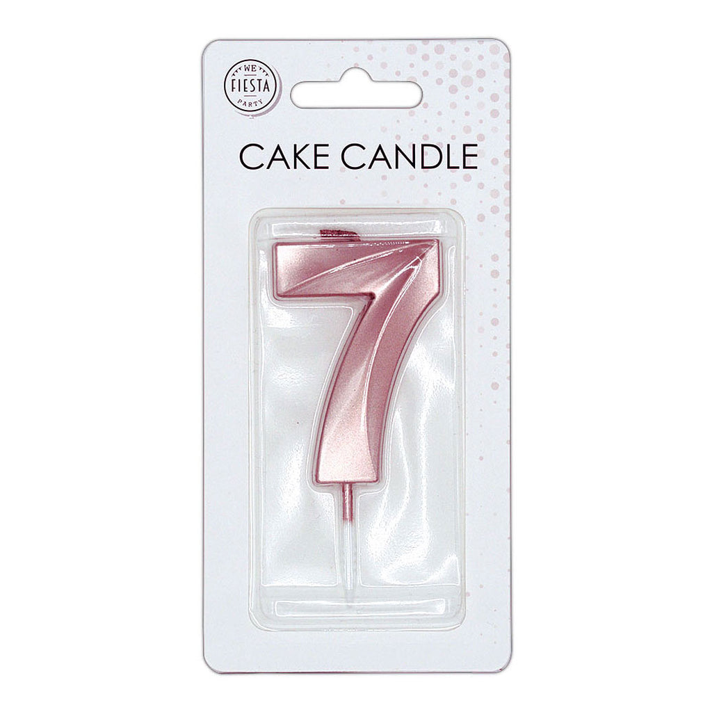 Globos - Globos Taartkaars 6cm metallic rose goud no. 7