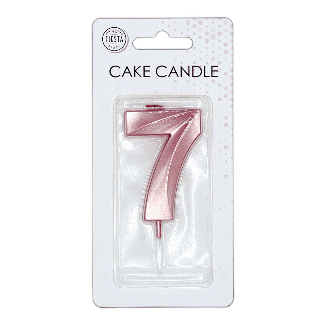 Globos - Globos Taartkaars 6cm metallic rose goud no. 7