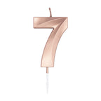 Globos - Globos Taartkaars 6cm metallic rose goud no. 7