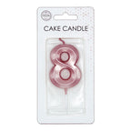 Globos - Globos Taartkaars 6cm metallic rose goud no. 8