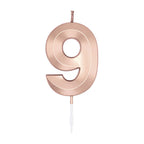 Globos - Globos Taartkaars 6cm metallic rose goud no. 9