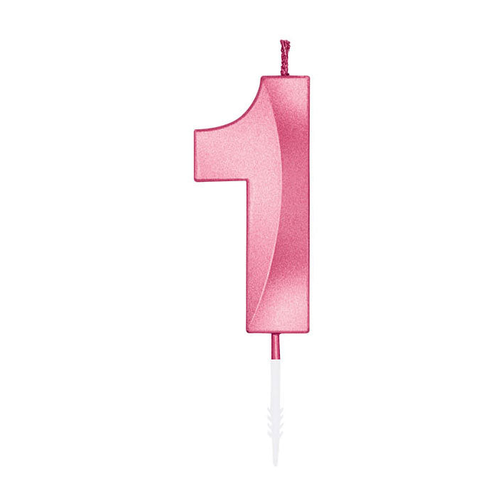 Globos - Globos Taartkaars 6cm metallic licht roze no. 1