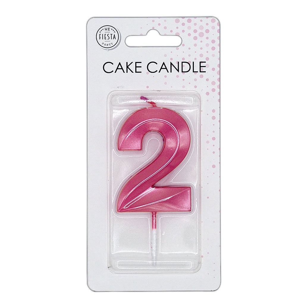 Globos - Globos Taartkaars 6cm metallic licht roze no. 2