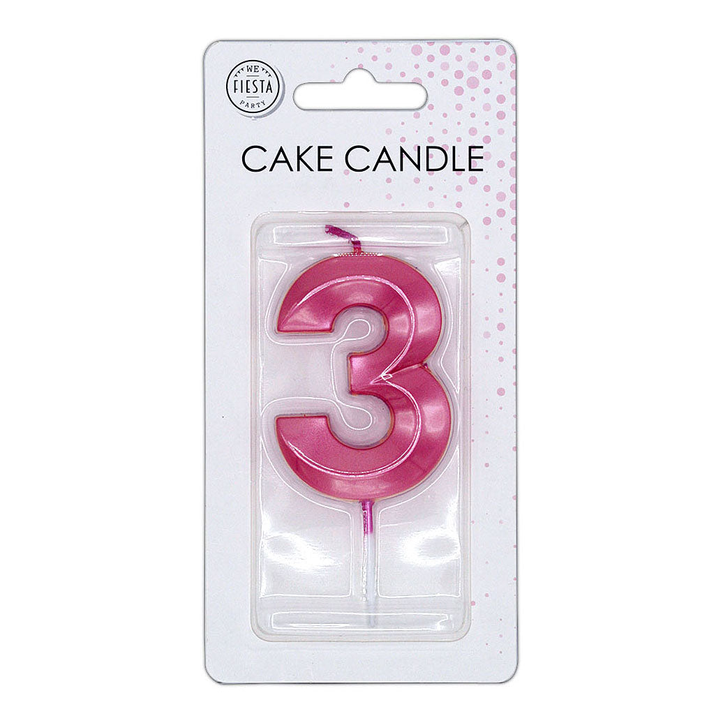 Globos - Globos Taartkaars 6cm metallic licht roze no. 3