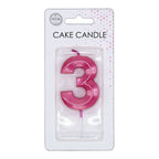 Globos - Globos Taartkaars 6cm metallic licht roze no. 3