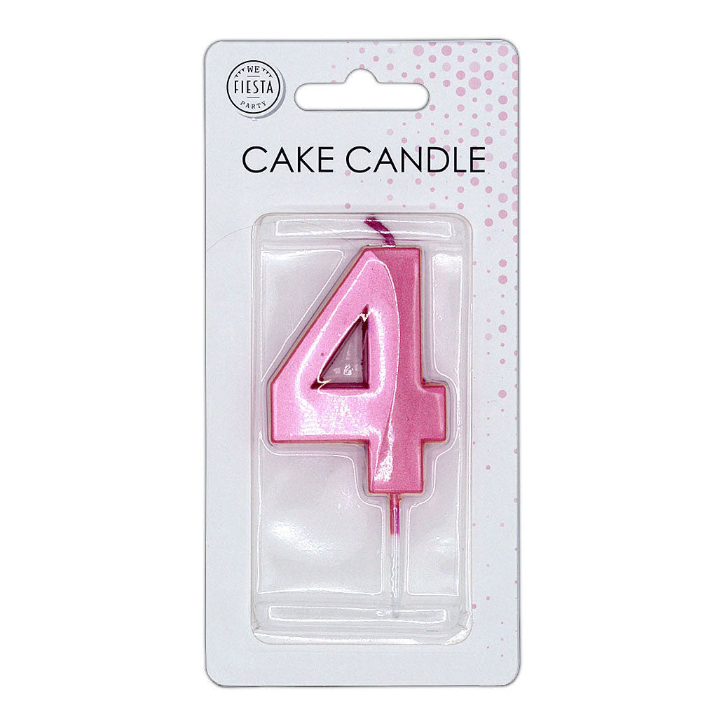 Globos - Globos Taartkaars 6cm metallic licht roze no. 4