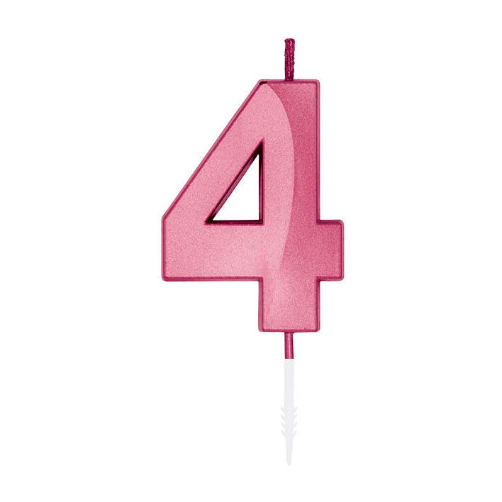 Globos - Globos Taartkaars 6cm metallic licht roze no. 4