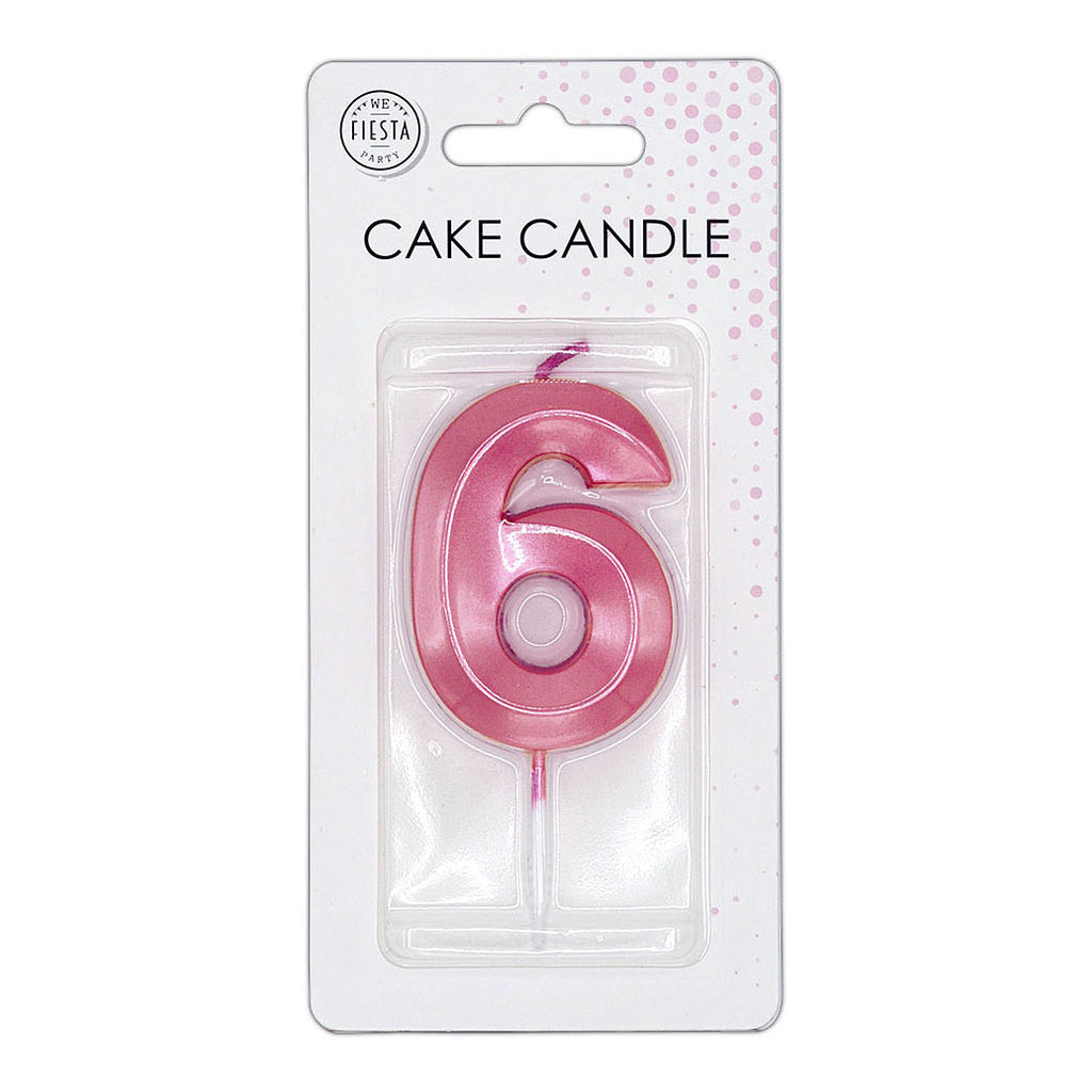 Globos - Globos Taartkaars 6cm metallic licht roze no. 6