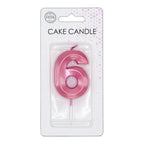Globos - Globos Taartkaars 6cm metallic licht roze no. 6