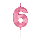 Globos - Globos Taartkaars 6cm metallic licht roze no. 6