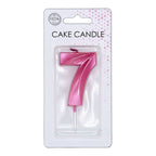 Globos taartkaars 6cm metallic licht roze no. 7