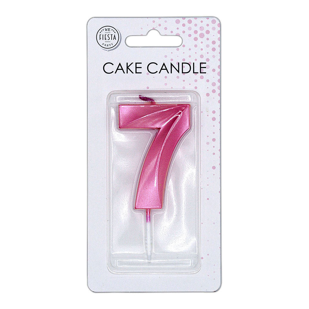 Globos - Globos Taartkaars 6cm metallic licht roze no. 7