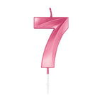 Globos - Globos Taartkaars 6cm metallic licht roze no. 7