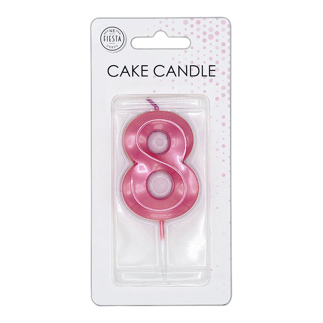 Globos - Globos Taartkaars 6cm metallic licht roze no. 8